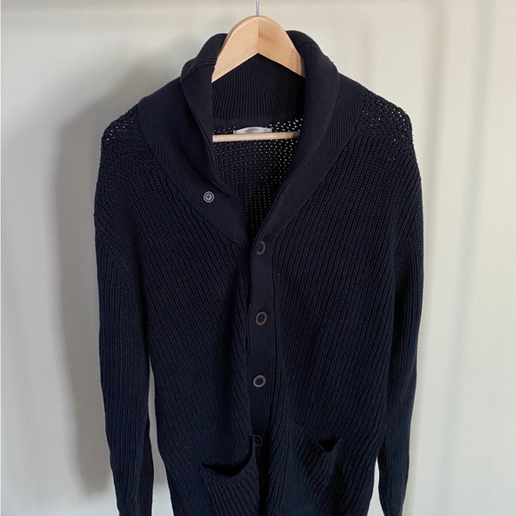 Mango Navy Knit Cardigan Sweater - Picture 3 of 12